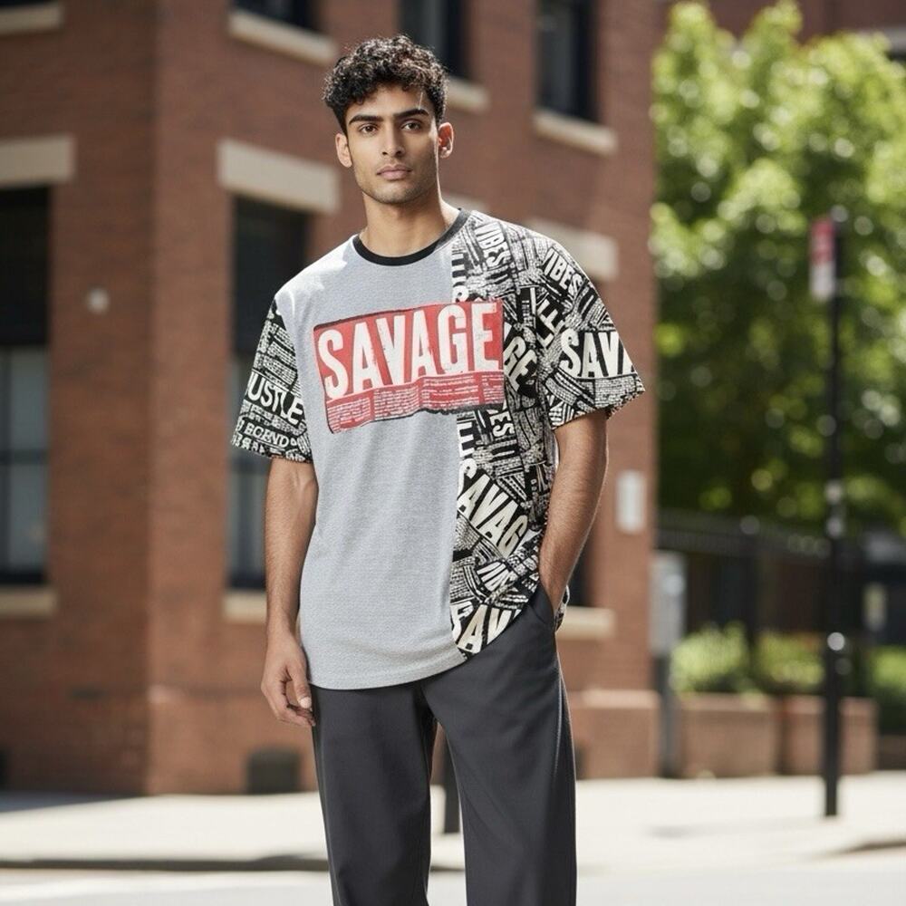 OG Hustle Graphic T-Shirt Men’s M Multicolor Short Sleeve Raised Letters